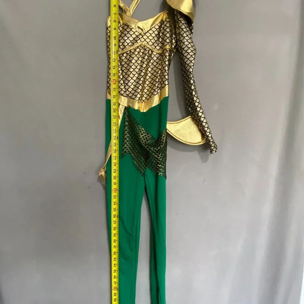 Aquaman Mera Atlantean Warrior Costume Cosplay Gold Armor Bodysuit Set - Picture 5 of 7